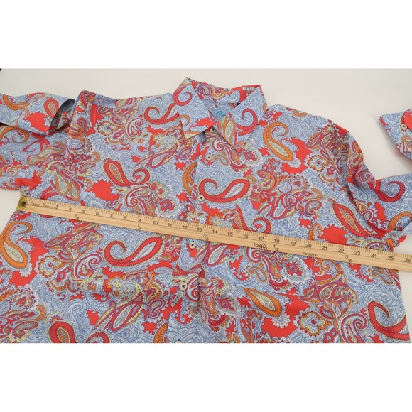 Alan Flusser Button Down Shirt Mens XL Multicolor Paisley Cotton Long Sleeve - Picture 6 of 11